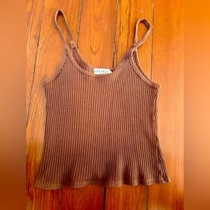 LACAUSA Chocolate Ribbed Camisole